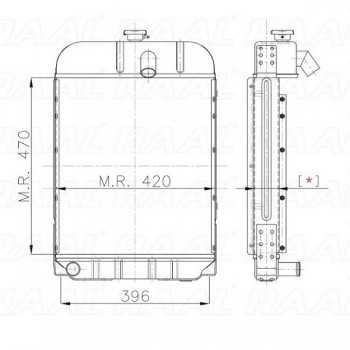 Radiatore In Rame Trattore Fiat 311C-312C-352C-Riferimento Originale 576975-A 4 File-470 mm x 420 mm