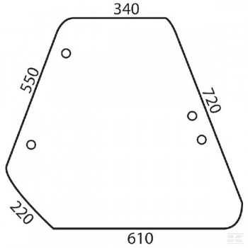 Vetro Laterale Sinistra-Destra Trattore Fiat Serie 88-Riferimento Originale 5124412-610 x 340 x 720