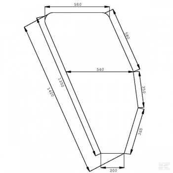 Vetro Sportello Destro Trattore Fiat-Ford 180.90DT-Riferimento Originale 5130884-1350 x 580 x 200