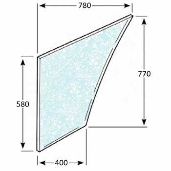 Vetro Sportello Inferiore Destro Trattore New Holland-Riferimento Originale 82002181-780 x 580 x 400