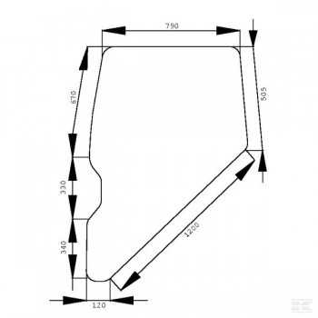 Vetro Sportello Sinistro-Destro Trattore Fiat Serie F Winner-Riferimento Originale 5154934-1340 x 790 x 120