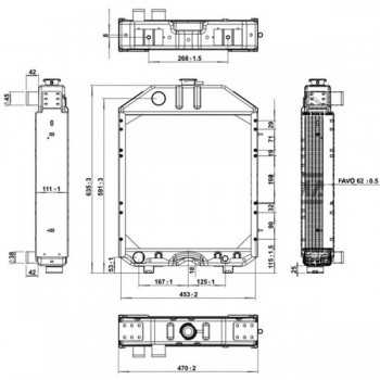 Radiatore In Rame Trattore Landini Trekker-Riferimento Originale 3658883M91-A 5 File-460 mm x 660 mm x 110 mm