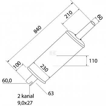 Marmitta Silenziatore Trattore Ford 7610-Diametro 60 mm-Altezza 840 mm-Riferimento Originale 83908359