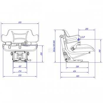 Sedile In PVC Molleggio Meccanico-Omologato-Cintura-Per Trattore-Gopart-TS15601GP