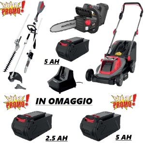 Kit Promo Batteria AMA FREEMOW 40V-Multifunzione-Elettrosega-Rasaerba-1 Batteria-Caricabatteria-2 Batterie In Omaggio