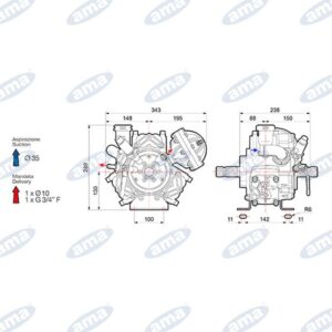 Pompa A Membrana Alta Pressione Comet APS71-50Bar-18.4Kg-67.2Lt/Min
