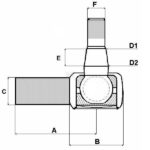 Testina Sterzo 20x1 DX Trattore Fiat, Ford, New Holland Serie 66-80-90-Riferimento Originale 4954941-5109526