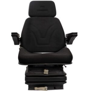 Sedile Trattore Con Molleggio Meccanico, Poggiatesta, Braccioli, Regolazione Schienale, Rivestimento In Tessuto Nero, 80-100CV