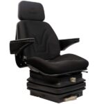 Sedile Trattore Con Molleggio Meccanico, Poggiatesta, Braccioli, Regolazione Schienale, Rivestimento In Tessuto Nero, 80-100CV