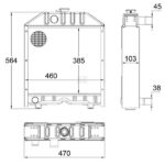 Radiatore in Rame Trattore Fiat-Ford, New Holland-45.66-Riferimento Originale 5156033-A 3 File-470 mm x 583 mm x 100