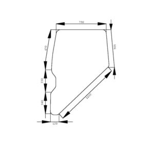 Vetro Sportello Sinistro, Destro Trattore Fiat Serie F, F100, F120, F140, Riferimento 5154934, 1340 mm x 790 mm x 120 mm