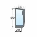 Parabrezza Inferiore Anteriore DX Trattore Fiat, New Holland, Case Serie M, TM, Riferimento 82001924, 652 mm x 340 mm x 218 mm