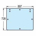 Lunotto Vetro Posteriore Superiore Trattore Fiat F120, F130, F140, Riferimento 5154756, 897 mm x 728 mm