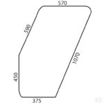 Vetro Sportello Destro Trattore Fiat Serie 80, 88, 90, Cabine CS, Riferimento 5117683, 1070 mm x 590 mm x 375 mm
