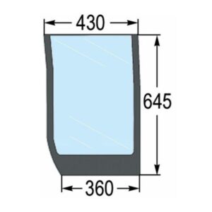 Parabrezza Inferiore Anteriore SX Trattore New Holland, Case-Riferimento 87304261, 645 mm x 430 mm x 360 mm
