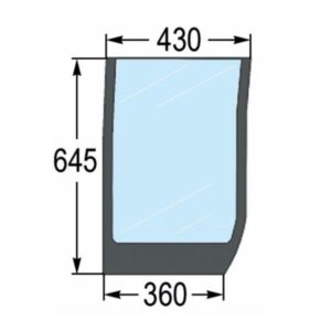 Parabrezza Inferiore Anteriore DX New Holland, Case-Riferimento 87304259, 645 mm x 430 mm x 360 mm