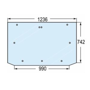 Lunotto Posteriore Trattore Same-Lamborghini Explorer, Riferimento 0.9231.268.0/10, 1236 mm x 742 mm x 990 mm