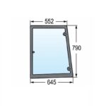 Vetro Laterale Sinistro Trattore Fiat, New Holland Serie M, TM, TS, MXM, Riferimento 82029321, 552 mm x 790 mm x 645 mm