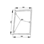 Vetro Laterale Destro Trattore New Holland, Case Serie TVT, T7500, CS, CVX, Riferimento 47110847, 480 mm x 670 mm x 455 mm