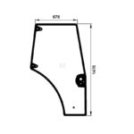Vetro Sportello Destro Trattore New Holland, Case Serie TD, TS, TD5000, JX, Riferimento 87620223, 1478 mm x 678 mm x 360 mm