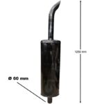 Marmitta Trattore Ford 5030, 6610, 7610, Ø60 mm H 1250 mm Scarico Verticale – Silenziatore Acciaio Anti Rumore Alta Resistenza, Riferimento 83949814