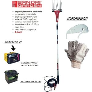 Abbacchiatore Olive SANDRIGARDEN SG-SQ 12V-5.5 Kg, Scuotitore, Scuotiive, Kit Completo Batteria e Caricabatteria e Omaggi